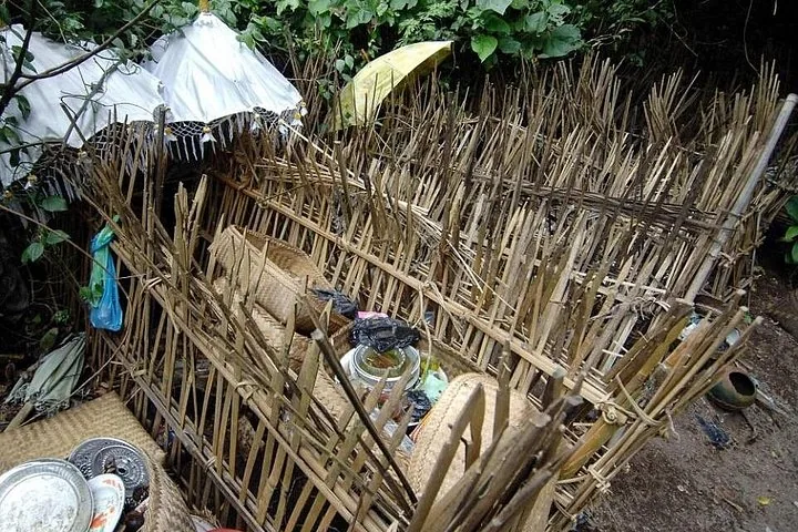 Bamboo cages used for open-air burials at Trunyan Cemetery in Bali